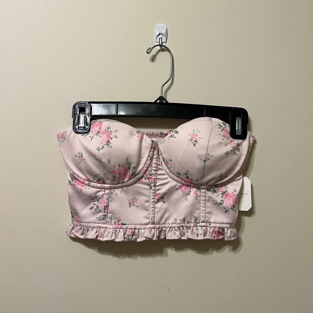 Altard State Floral Pink Bustier Top